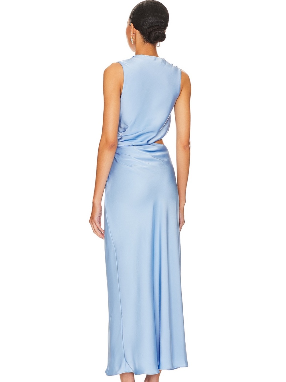 Light Blue Satin Cutout Maxi Dress - Picture 2 of 2